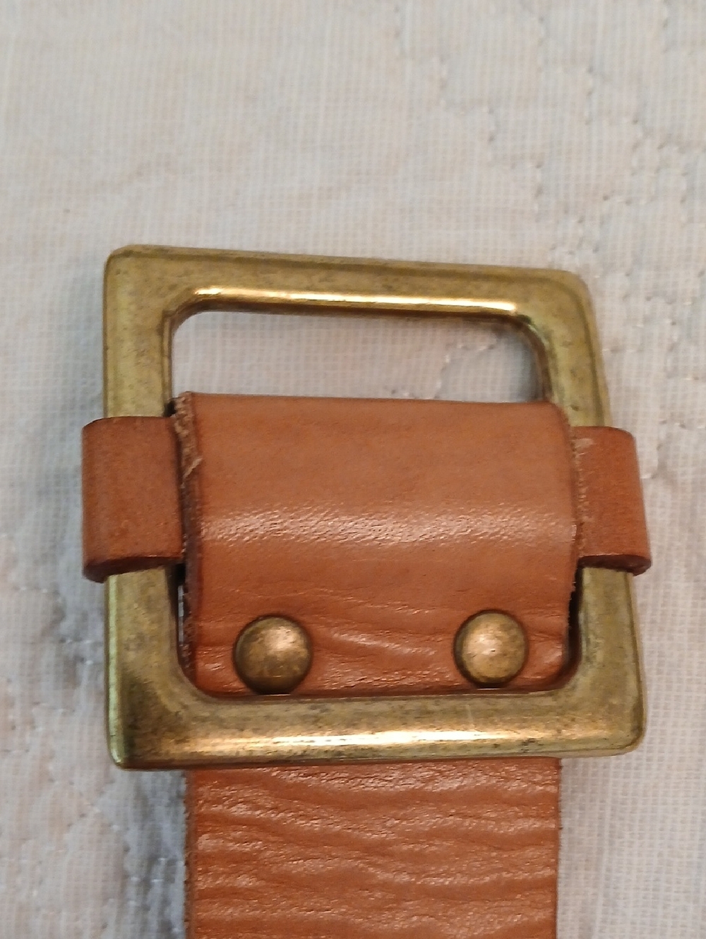 Leather Belt With Brass Buckle - Picture 6 of 8
